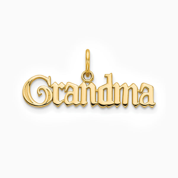 10K Yellow Gold GRANDMA Charm Pendant
