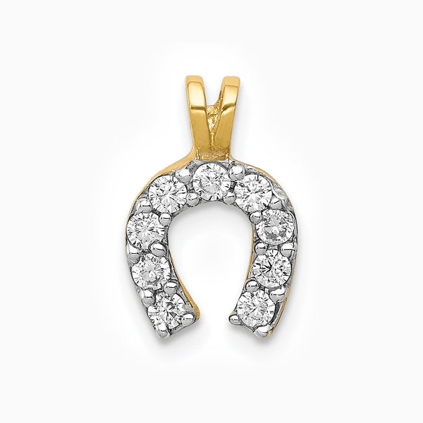 10K Yellow Gold Small Cubic Zirconia Horseshoe Charm