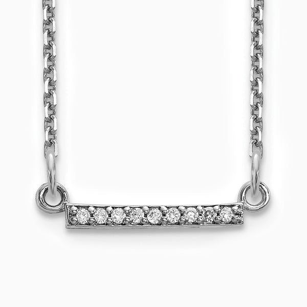 10K White Gold 0.03 ct Diamond Tiny Bar Necklace