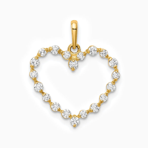10K Yellow Gold Cubic Zirconia Heart Pendant