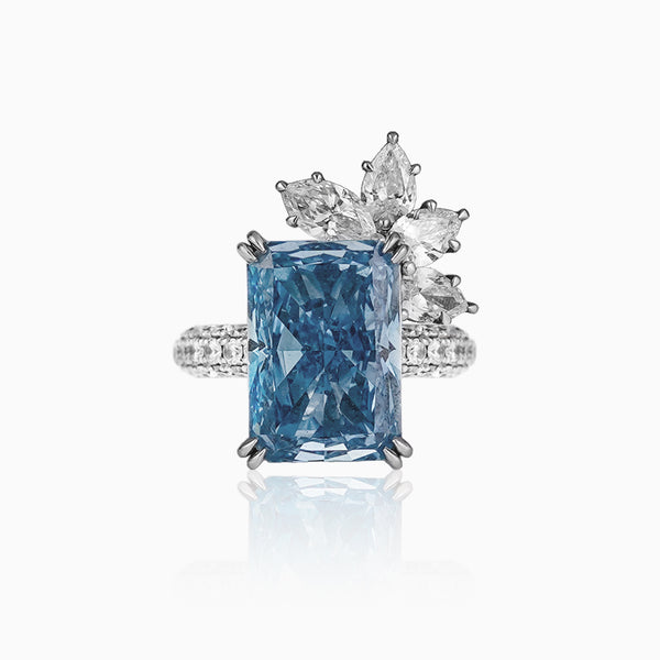 Oceana Collection 3.3ct White and 8.18ct Blue Diamond Ring