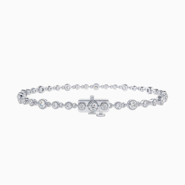 4.0-5.0 Carat D-F VS+ Ideal Cut Round Diamond 14K White Gold Tennis Bracelet