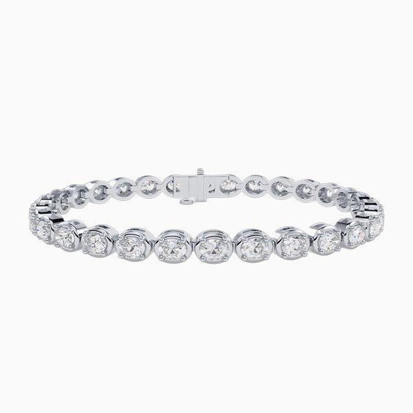 6.0 Carat D-F VS+ Ideal Cut Round Diamond 14K White Gold Tennis Bracelet