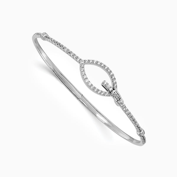 14k White Gold Polished Complete 7/8 carat Diamond Bangle Bracelet