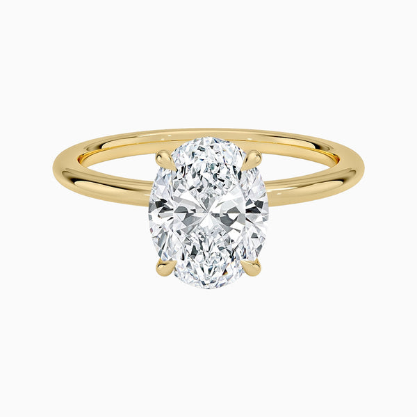 1.0-3.0 Carat D-F VS+ Ideal Cut Oval Diamond 14K Gold Solitaire Ring