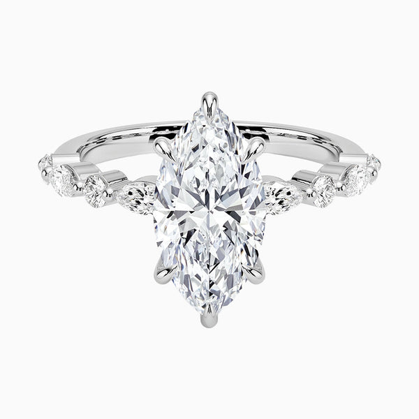 1.0-3.0 Carat D-F VS+ Ideal Cut Marquise Diamond 14K Gold Channel Set Ring