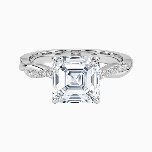 1.0-3.0 Carat D-F VS+ Ideal Cut Asscher Diamond 14K Gold Vintage Ring