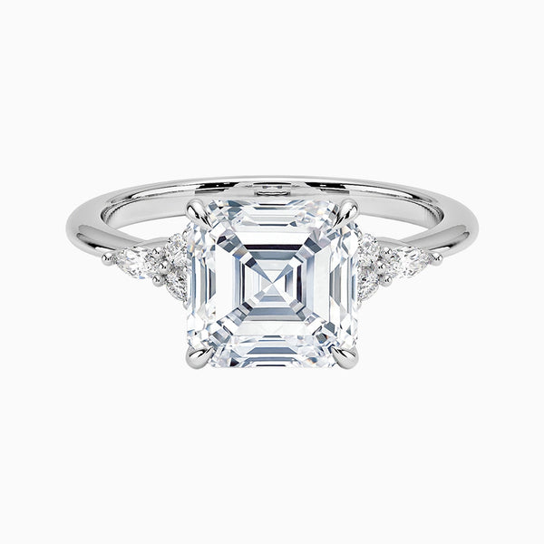 1.0-3.0 Carat D-F VS+ Ideal Cut Asscher Diamond 14K Gold Solitaire Ring