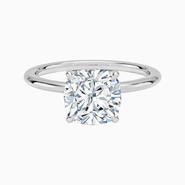 1.0-3.0 Carat D-F VS+ Ideal Cut Cushion Diamond 14K Gold Solitaire Ring