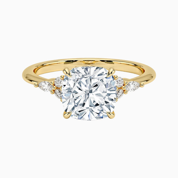 1.0-3.0 Carat D-F VS+ Ideal Cut Cushion Diamond 14K Gold Solitaire Ring