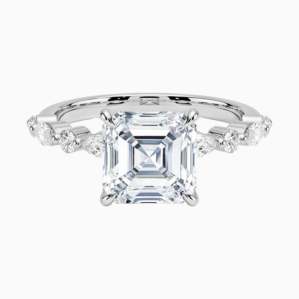 1.0-3.0 Carat D-F VS+ Ideal Cut Asscher Diamond 14K Gold Channel Set Ring