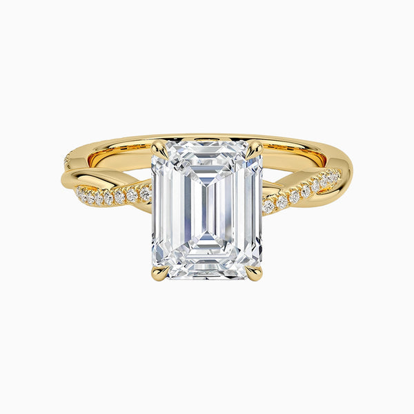 1.0-3.0 Carat D-F VS+ Ideal Cut Emerald Diamond 14K Gold Vintage Ring