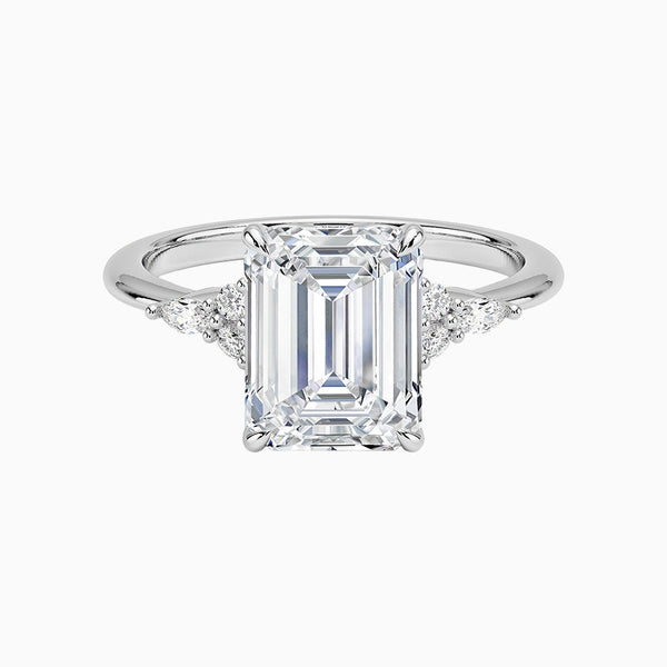 1.0-3.0 Carat D-F VS+ Ideal Cut Emerald Diamond 14K Gold Solitaire Ring