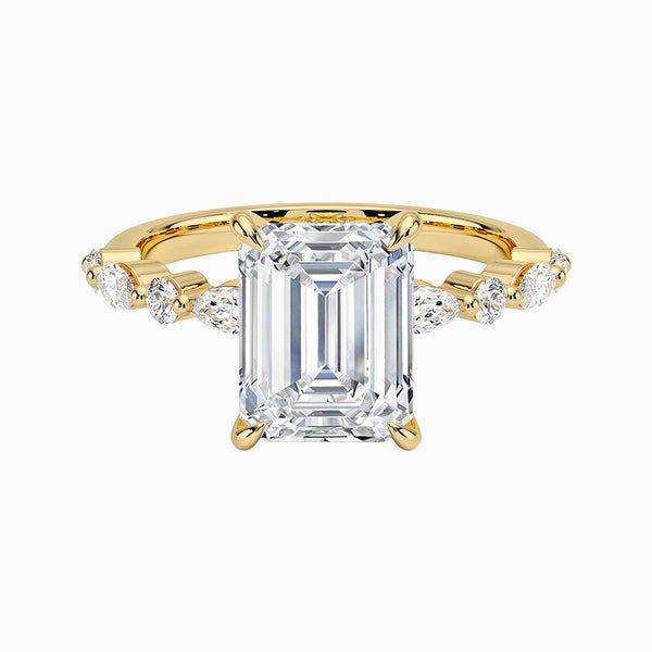 1.0-3.0 Carat D-F VS+ Ideal Cut Emerald Diamond 14K Gold Channel Set Ring