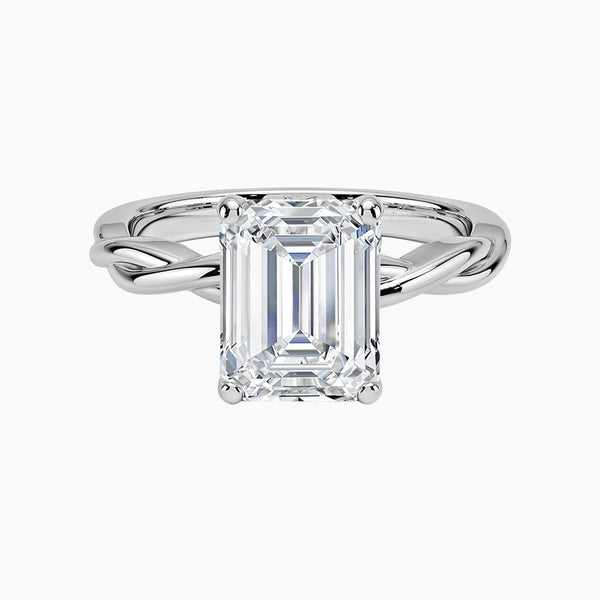 1.0-3.0 Carat D-F VS+ Ideal Cut Emerald Diamond 14K Gold Solitaire Ring