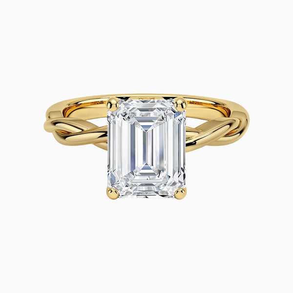 1.0-3.0 Carat D-F VS+ Ideal Cut Emerald Diamond 14K Gold Vintage Ring