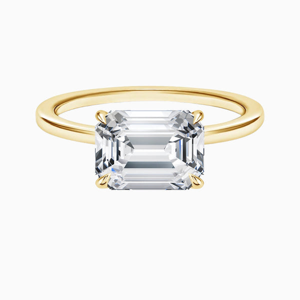 1.0-3.0 Carat D-F VS+ Ideal Cut Emerald Diamond 14K Gold Solitaire Ring