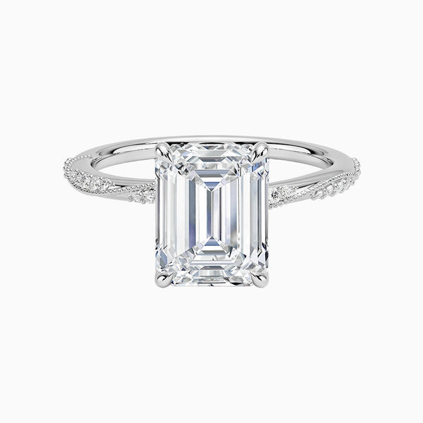 1.0-3.0 Carat D-F VS+ Ideal Cut Emerald Diamond 14K Gold Solitaire Ring