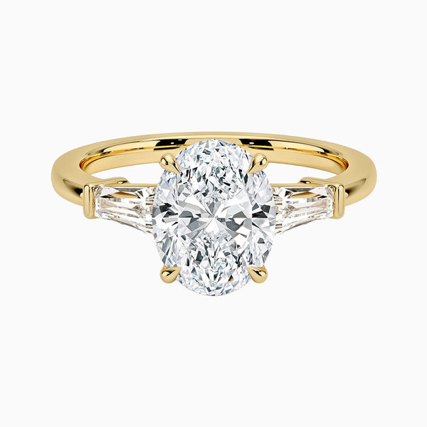 1.0-3.0 Carat D-F VS+ Ideal Cut Oval Diamond 14K Gold Three Stone Ring