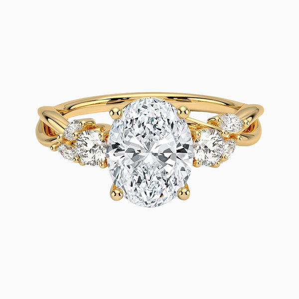 1.0-3.0 Carat D-F VS+ Ideal Cut Oval Diamond 14K Gold Side Stone Vintage Ring