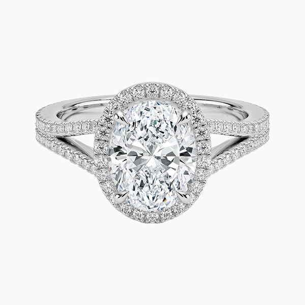 1.0-3.0 Carat D-F VS+ Ideal Cut Oval Diamond 14K Gold Halo Vintage Ring