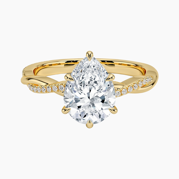 1.0-3.0 Carat D-F VS+ Ideal Cut Pear Diamond 14K Gold Vintage Ring