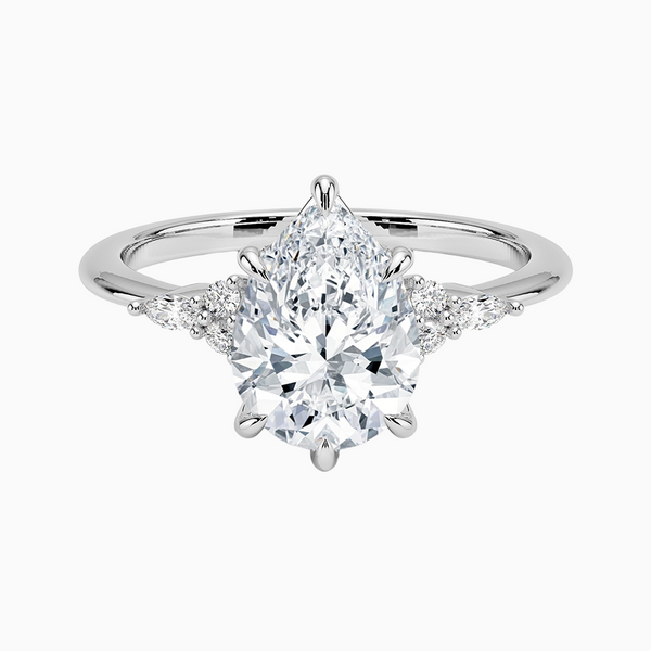 1.0-3.0 Carat D-F VS+ Ideal Cut Pear Diamond 14K Gold Solitaire Ring