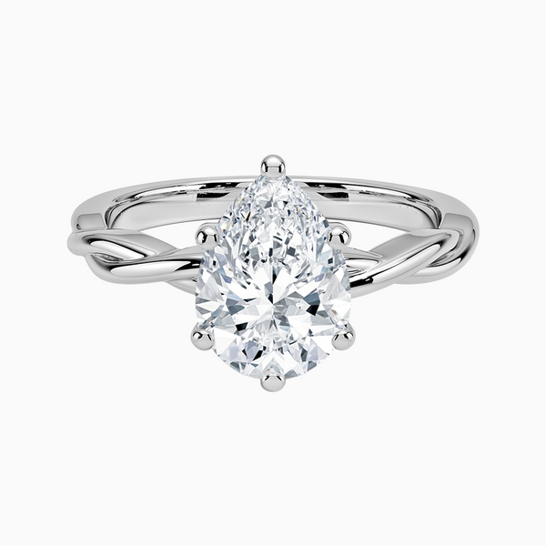 1.0-3.0 Carat D-F VS+ Ideal Cut Pear Diamond 14K Gold Vintage Ring