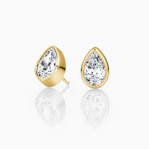 Carré de Luxe Collection D-E VS+ Pear Diamond Bezel Earrings