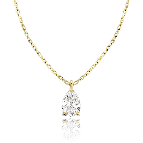 Carré de Luxe Collection D-E VS+ Pear Diamond Solitaire Necklace