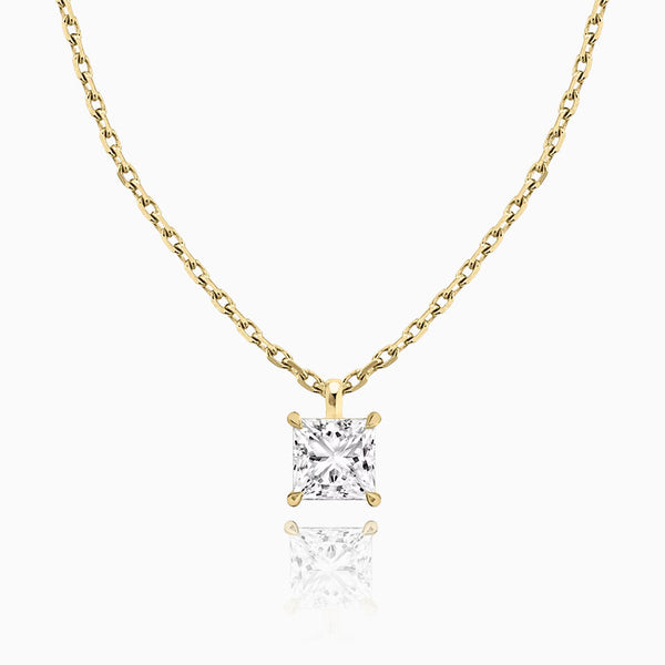 Carré de Luxe Collection D-E VS+ Princess Diamond Solitaire Necklace