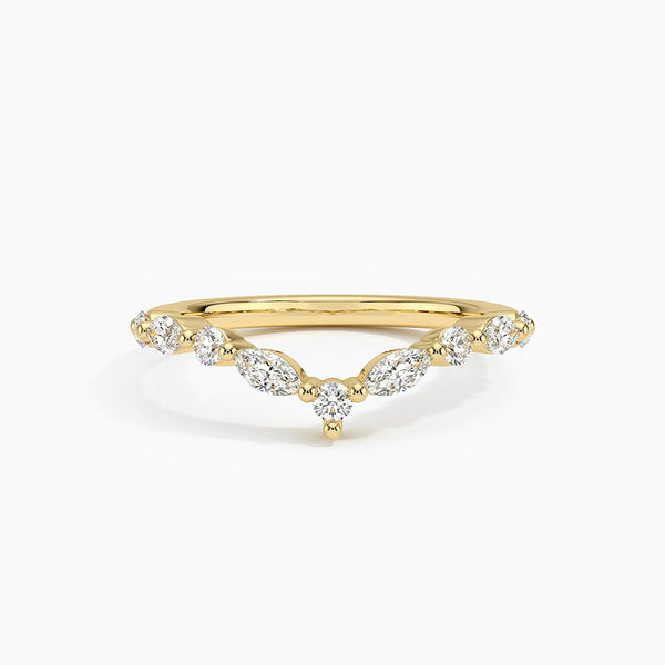 Curva Versailles D-F VS+ Ideal Cut Diamond 14K Gold Women's Wedding Ring