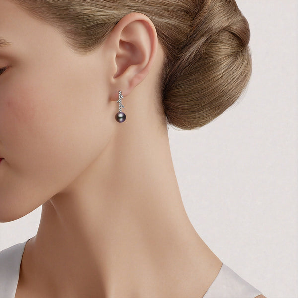 Oceana Collection 1.2ct Diamond and 9mm Pearl Stud Earrings