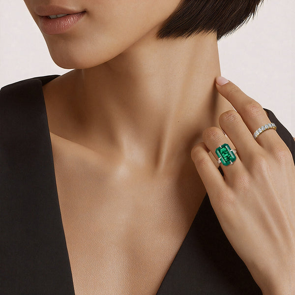 Regalia Collection 17ct Emerald and 0.3ct Diamond Ring