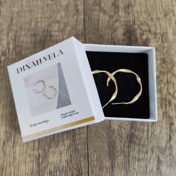 Dinah Vela 925 Sterling Golden Needle Hoop Earrings
