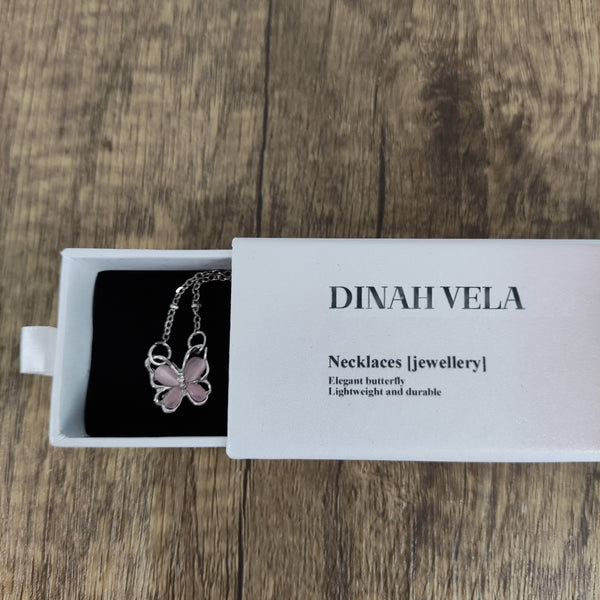 Dinah Vela Elegant Silver Butterfly Pendant Necklace