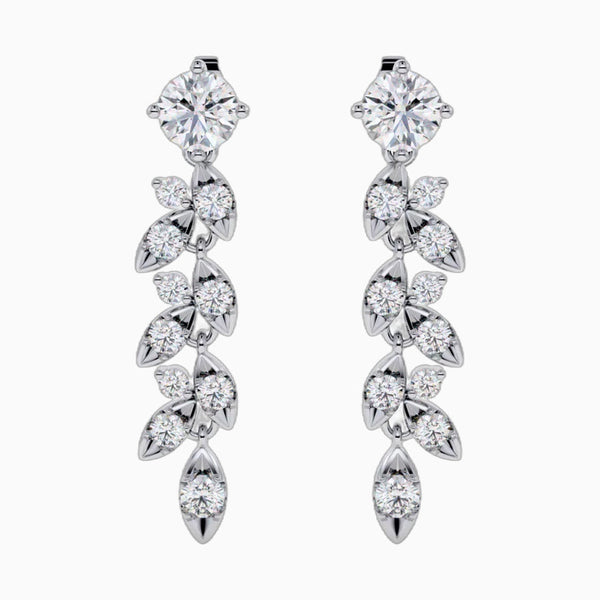 1.5 Carat D-F VS+ Ideal Cut Round Diamond 14K White Gold Drop Earrings