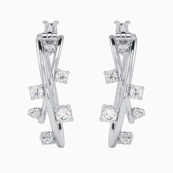 0.75 Carat D-F VS+ Ideal Cut Round Diamond 14K White Gold Drop Earrings