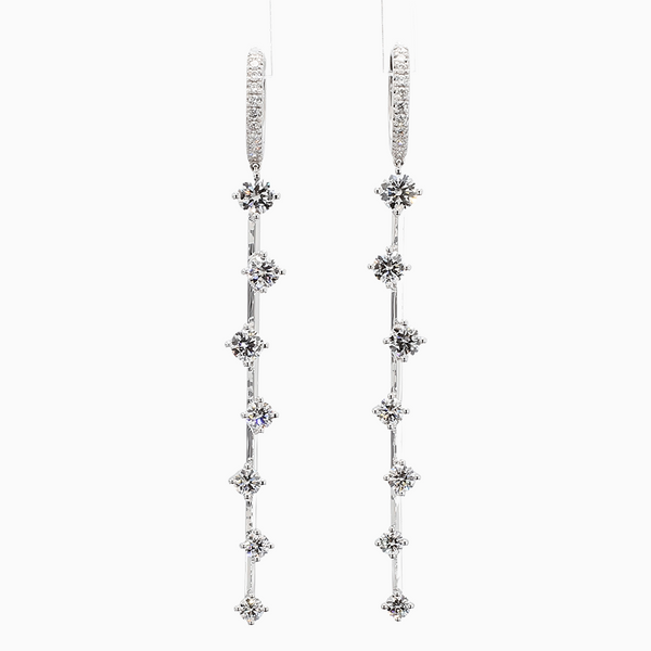 2.3 Carat D-F VS+ Ideal Cut Round Diamond 14K White Gold Drop Earrings (5.98g)