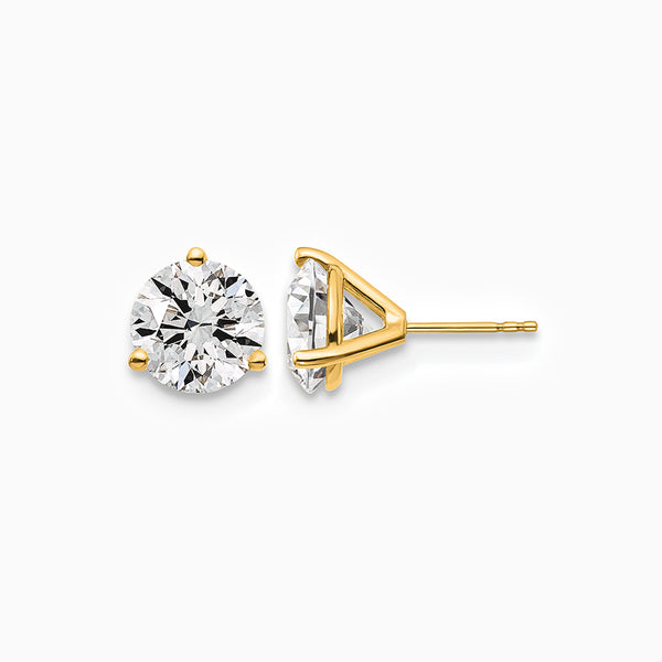 14K Yellow Gold 6 carat Diamond VS+ F+ Round Complete Stud Earrings