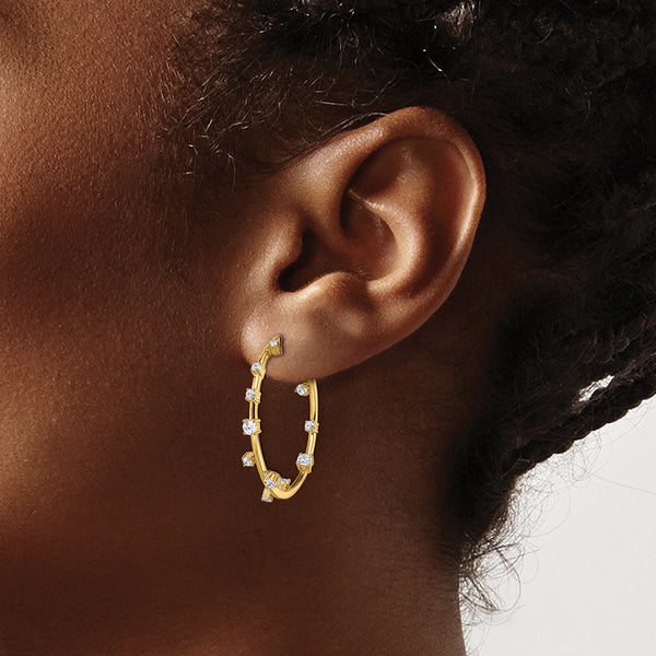 14K Yellow Gold 1 carat Lab Grown Diamond VS D-F Post Hoop Earrings