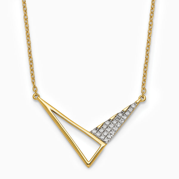 14K Polished 0.11 ct Diamond Geometric Triangles 18 inch Fashion Necklace