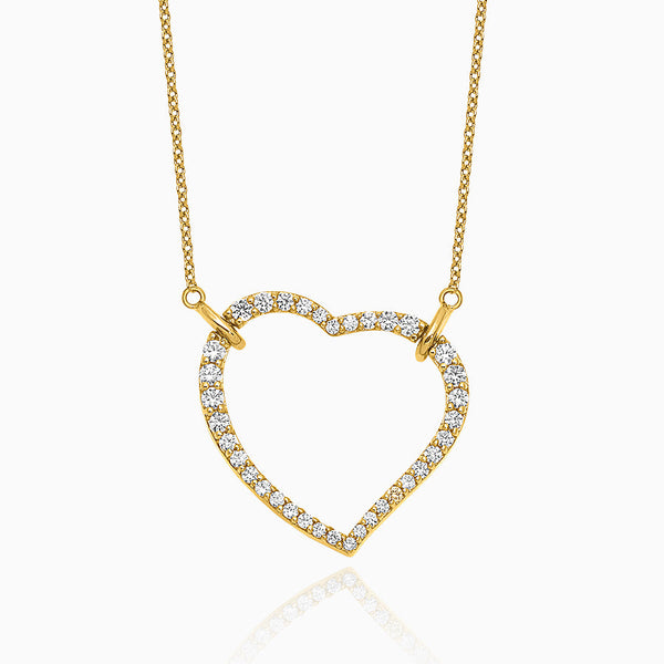 14K Yellow Gold 0.69 carat Lab Grown Diamond VS D-F 18 inch Oppen Heart Pendant Necklace
