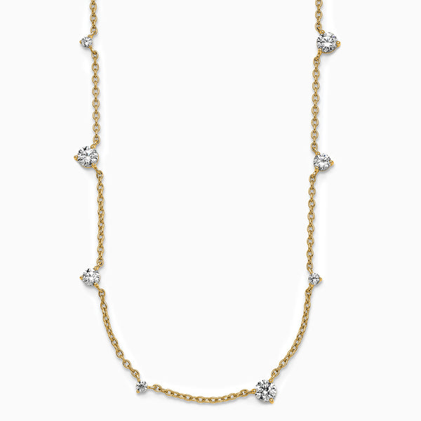 14K Yellow Gold 2.395 ct  Diamond VS+ F+ 12 Station 18 in Necklace