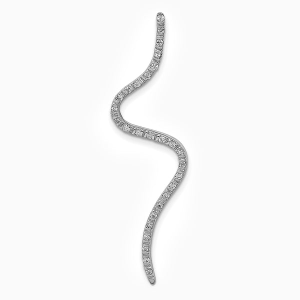 14K White Gold Fancy 1/6 carat Diamond Curved Line Chain Slide