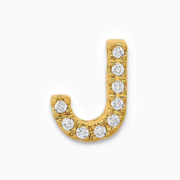 10K Yellow Gold 0.09ct Diamond Letter J Initial Charm