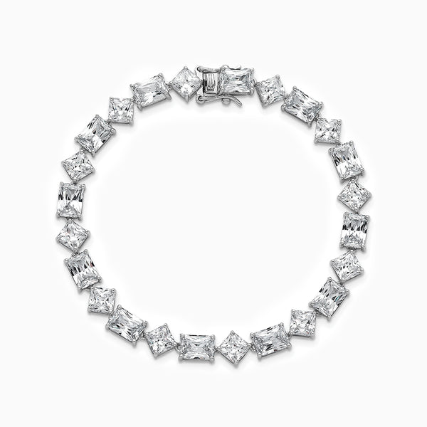 Sterling Silver Rhodium-plated Polished CZ 7.25 Inch Bracelet