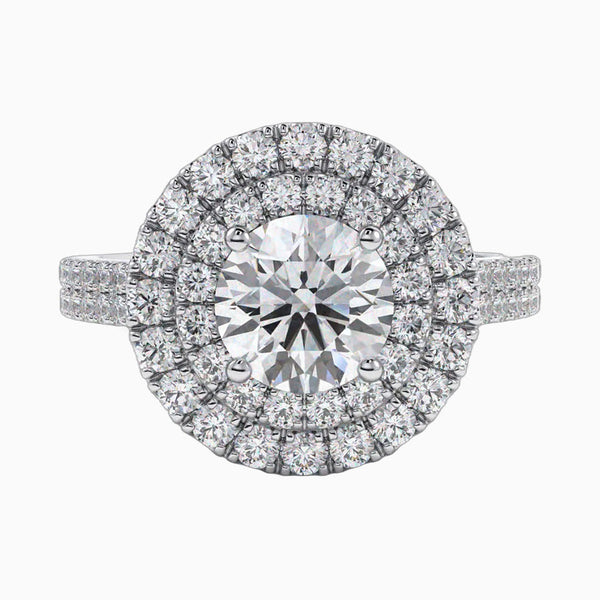 1.0-3.0 Carat D-F VS+ Ideal Cut Round Diamond 14K White Gold Vintage Ring