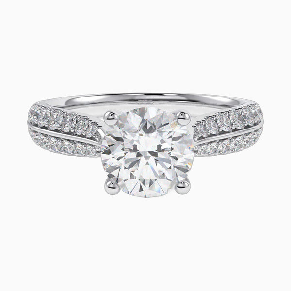 1.0-3.0 Carat D-F VS+ Ideal Cut Round Diamond 14K White Gold Solitaire Ring