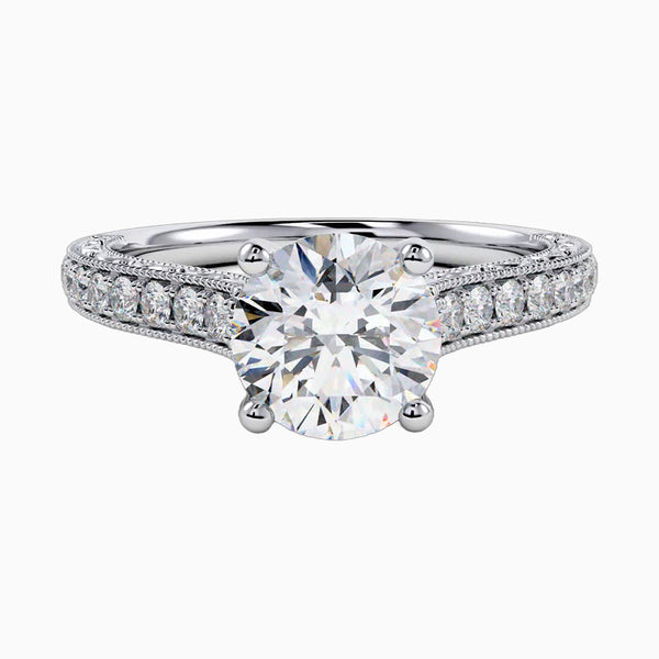 1.0-3.0 Carat D-F VS+ Ideal Cut Round Diamond 14K White Gold Solitaire Ring